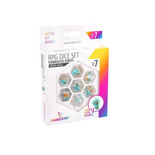 Gamegenic Embraced Series - Green Skull - RPG Dice Set (7pcs) Multicolor